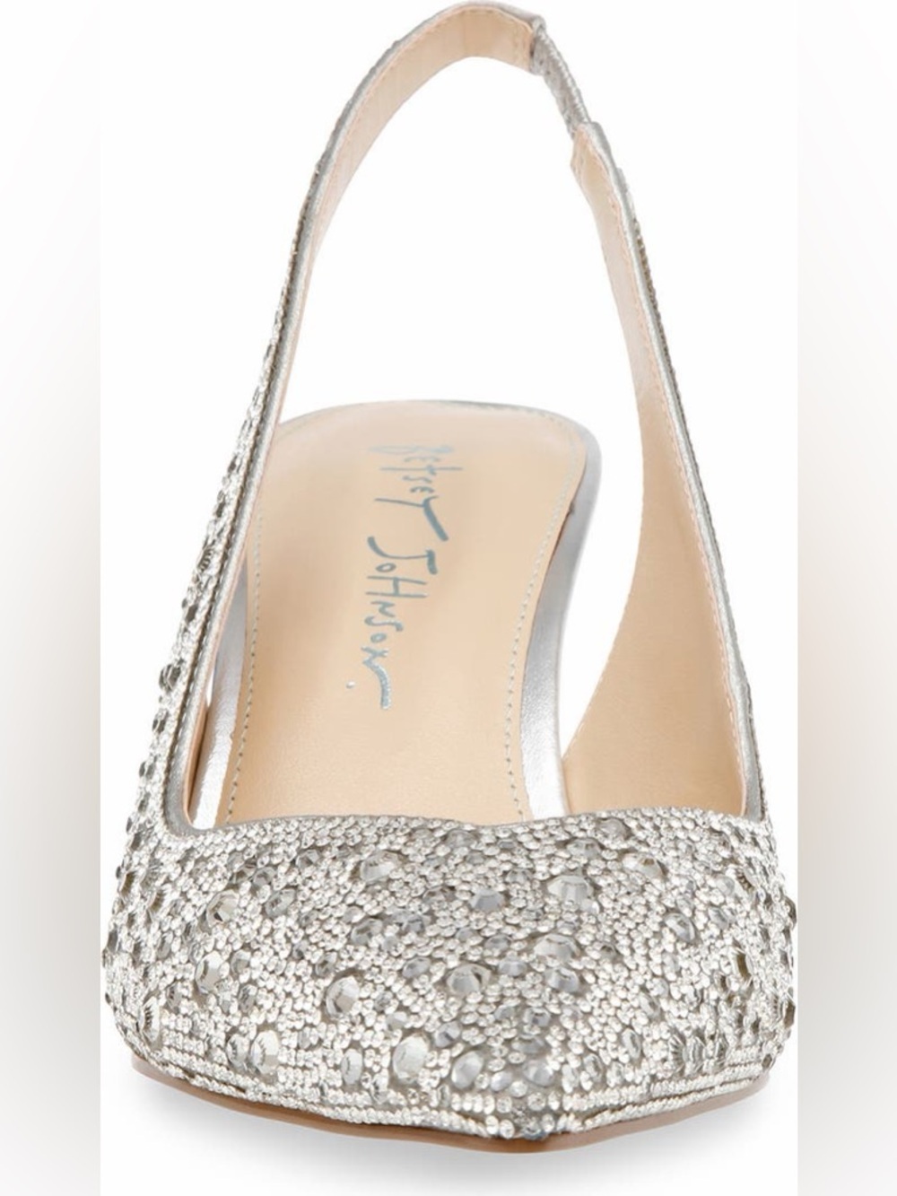 NEW Betsey Johnson Clark Slingback Silver Rhinestone Pointed Pump 9.5 PROM - Picture 6 of 13